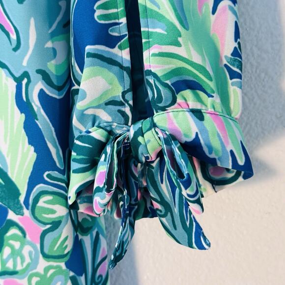 Lilly Pulitzer Womens Tropical Print Tunic XS Sleeve Ties - Picture 3 of 4
